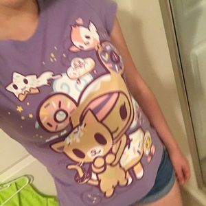 Tokidoki kawaii cat doughnut shirt space